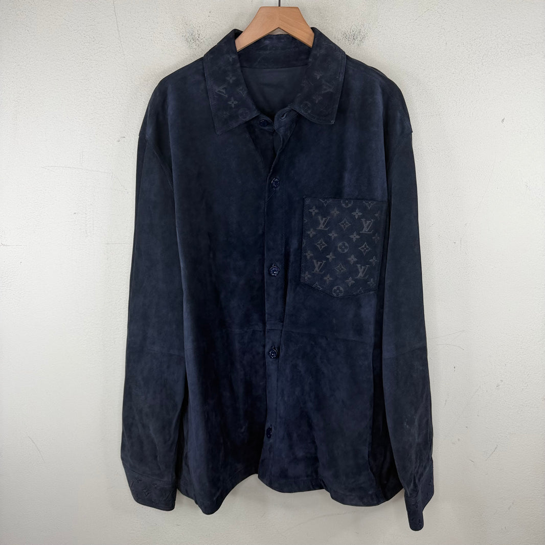 Louis Vuitton Navy Monogram Suede Overshirt