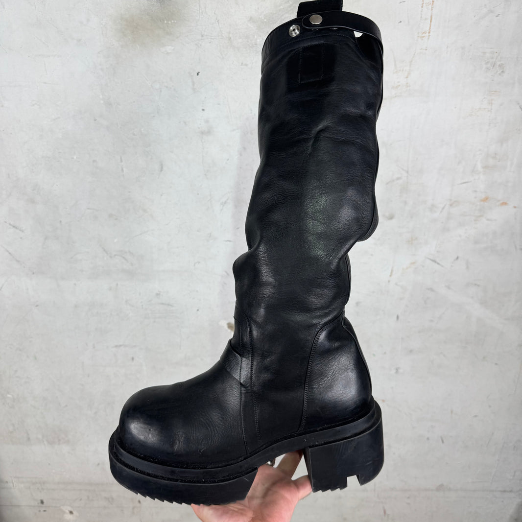 Rick Owens Leather Bogun Knee High Boots