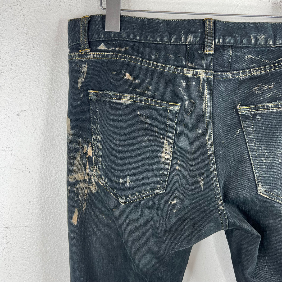 Saint Laurent D02 Black Oil Spill Jeans