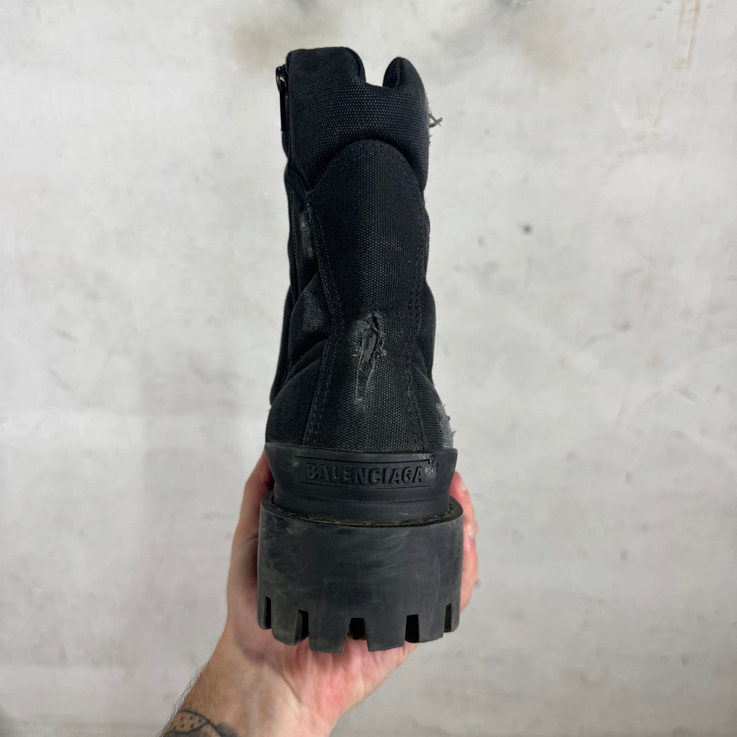 Balenciaga Black Canvas Strike Boots
