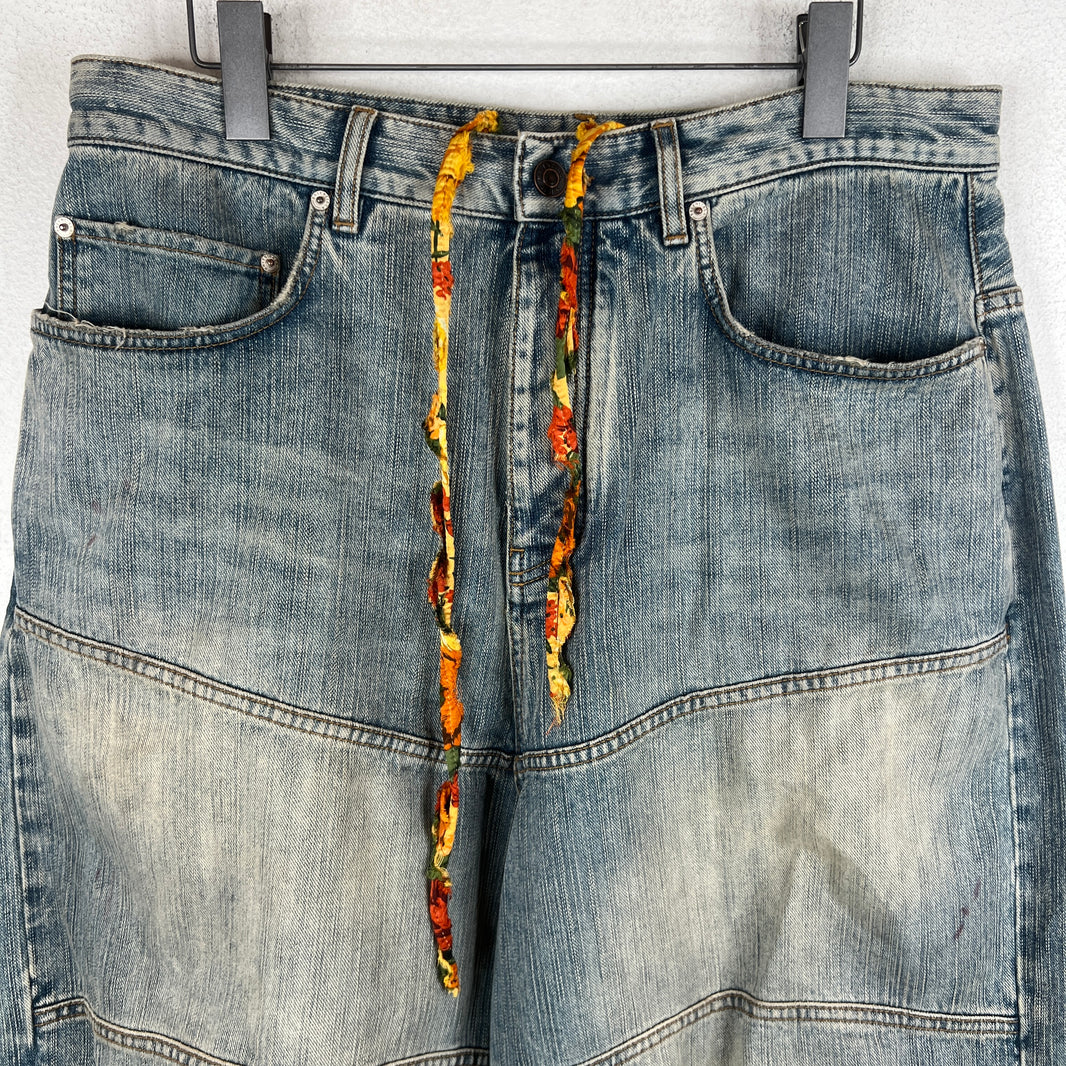 Balenciaga Paneled Drawstring Baggy Denim Jeans
