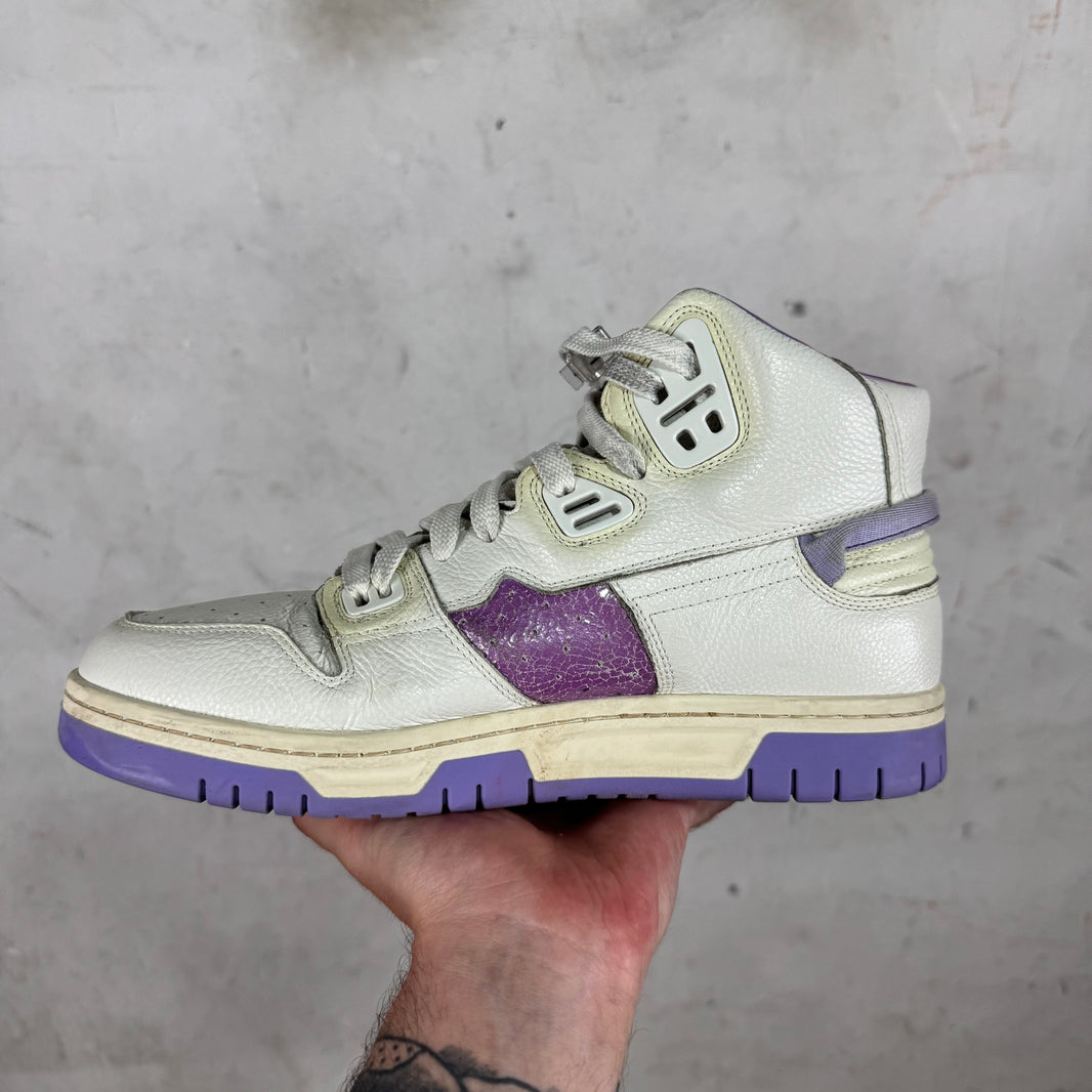 Acne Studios White/ Purple Leather Basketball Sneakers