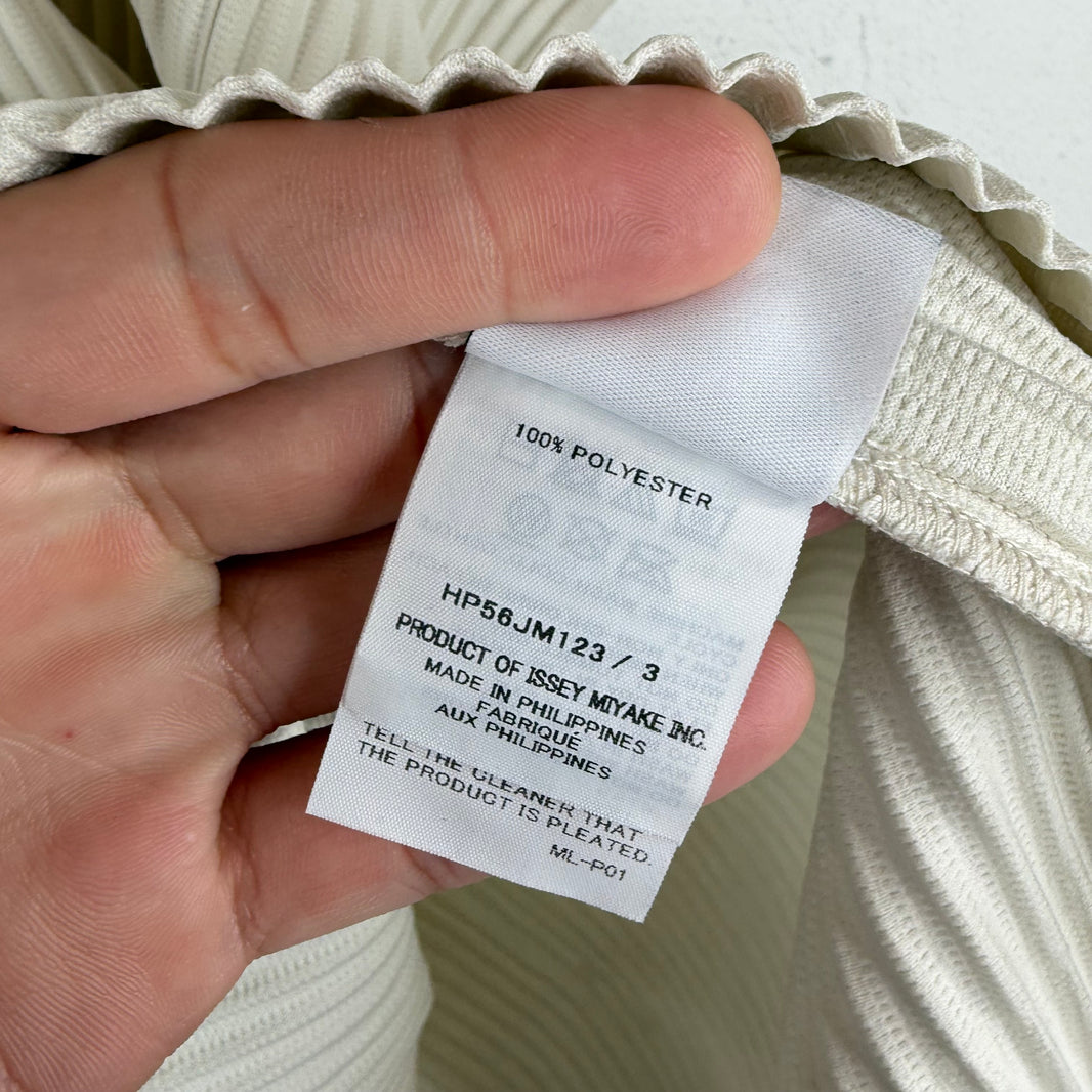 Issey Miyake Plisse Eggshell Polo