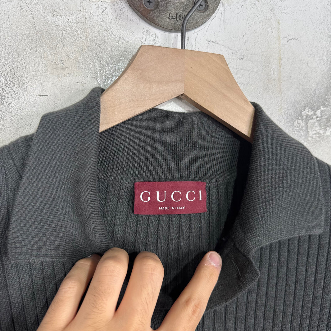 Gucci Ribbed Wool Knit Polo