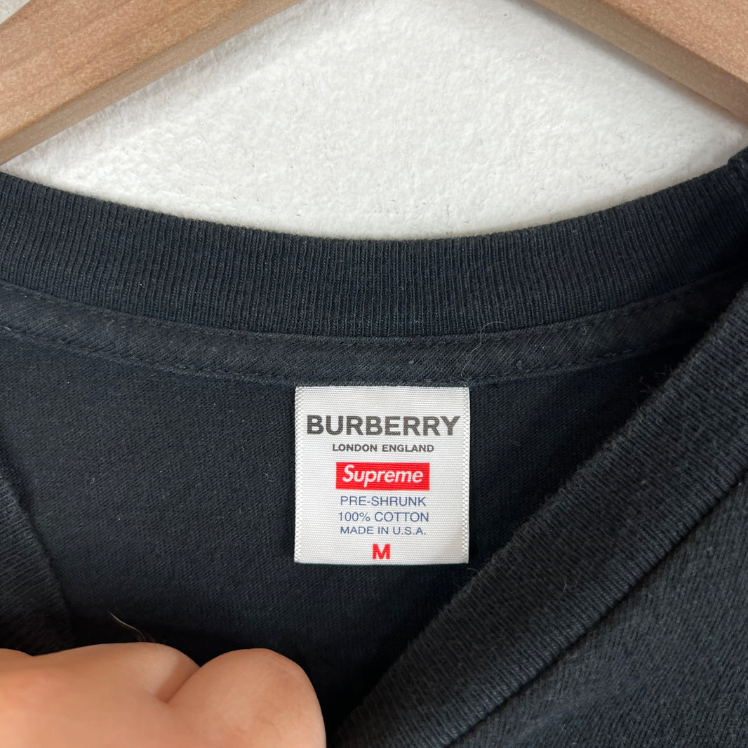 Supreme Black Burberry Box Logo T-Shirt
