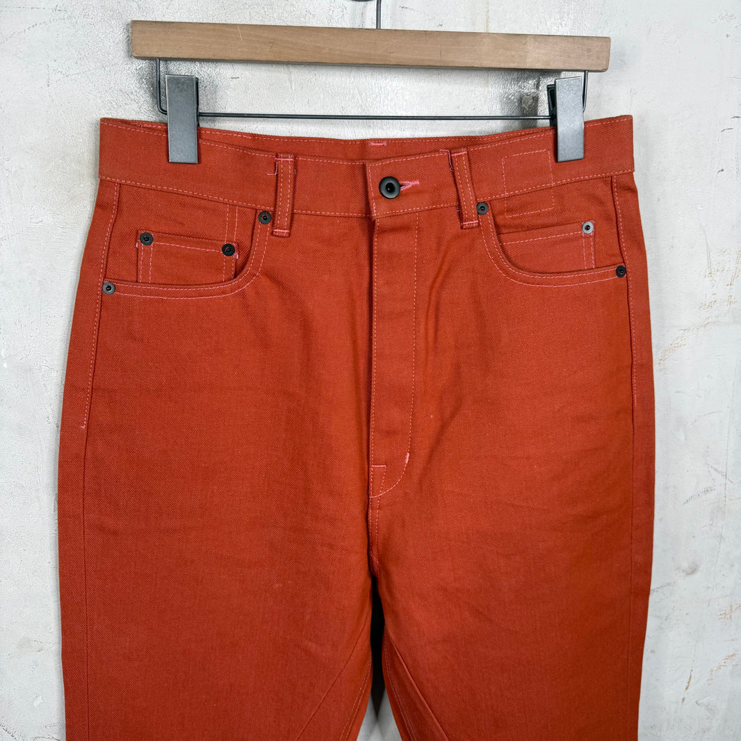Rick Owens Orange Selvedge Bolan Bootcuts