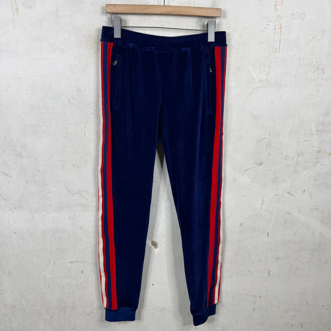 Gucci Blue Velvet Track Pants