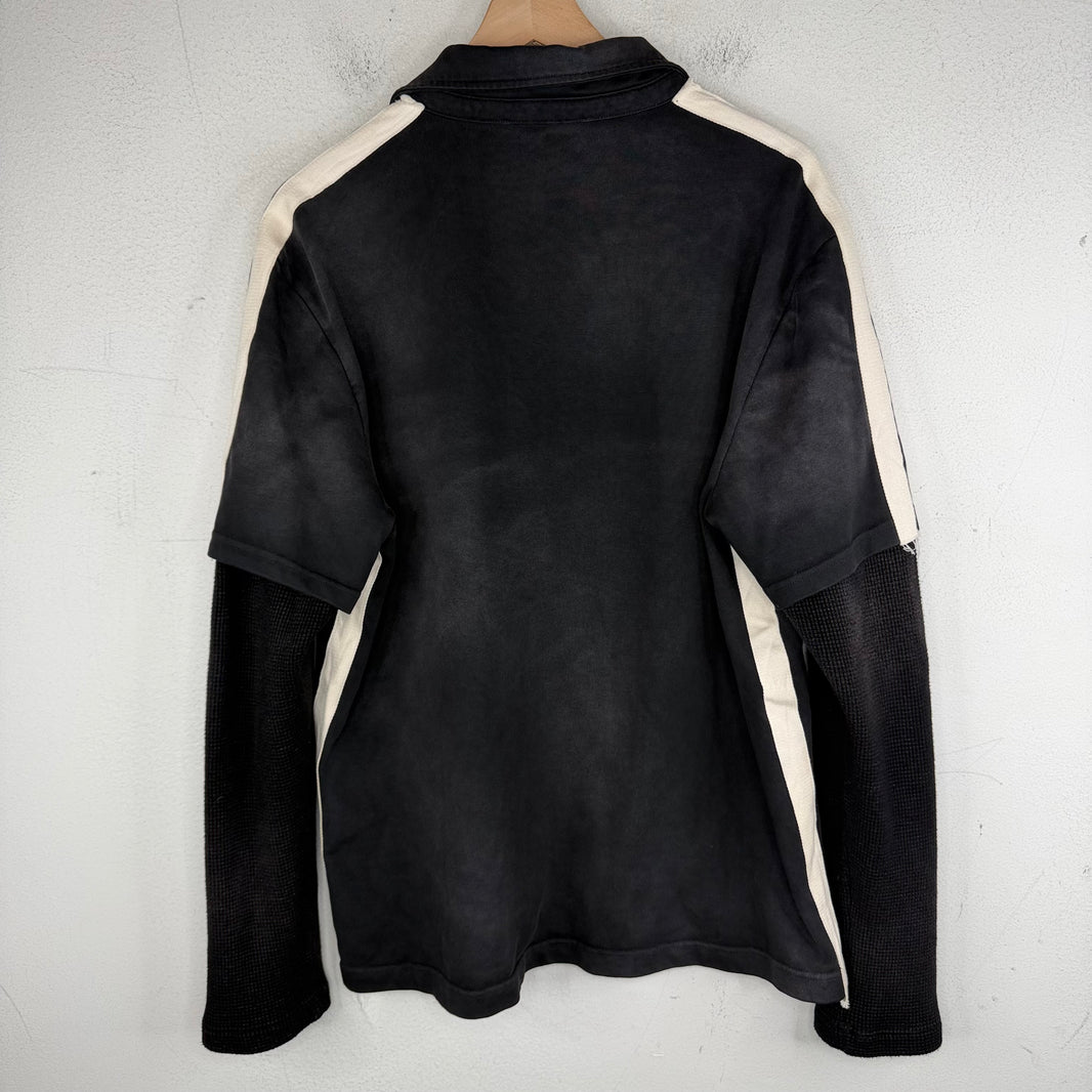 424 Black Washed Double Layer Polo T-Shirt