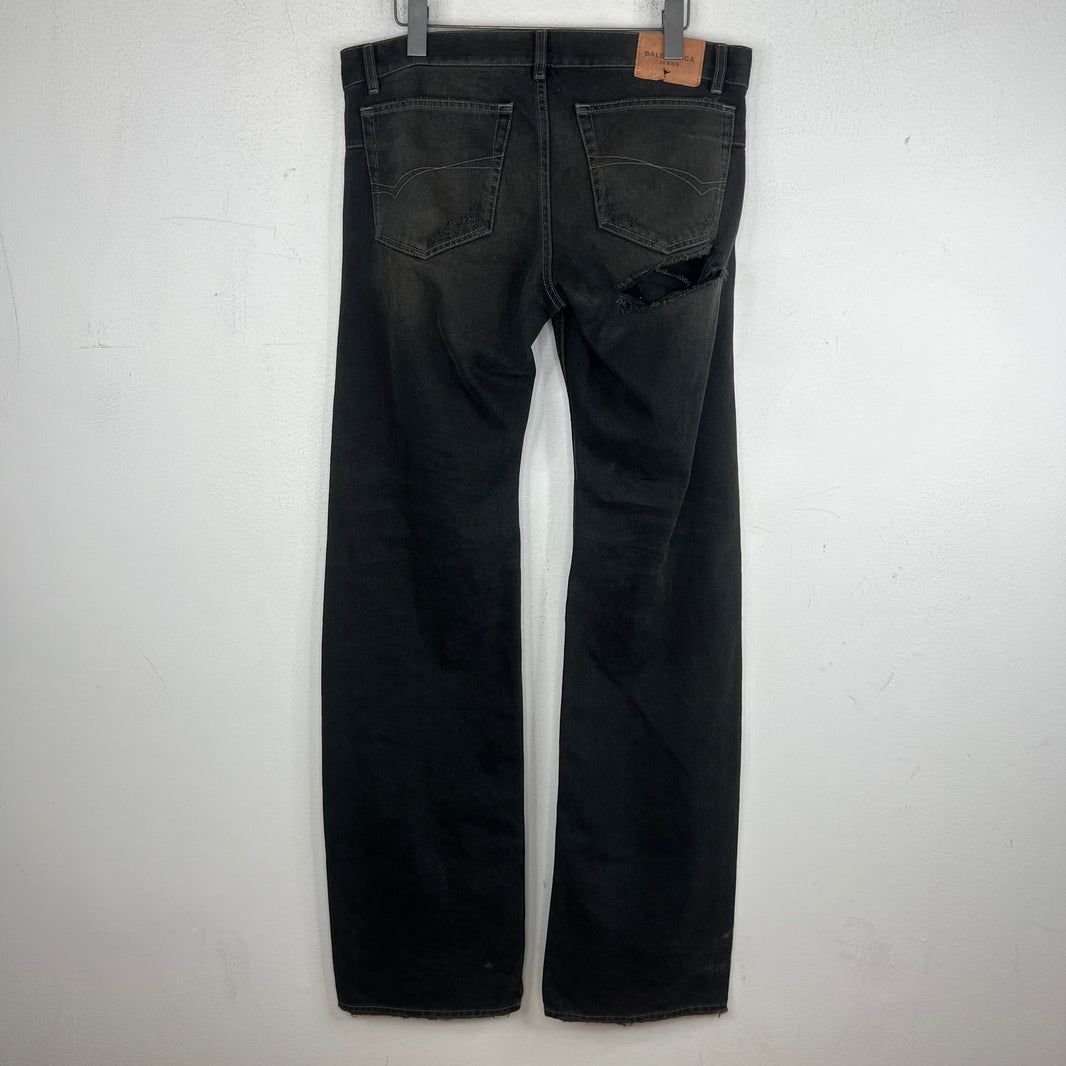 Balenciaga Distressed Black Straight Leg Jeans