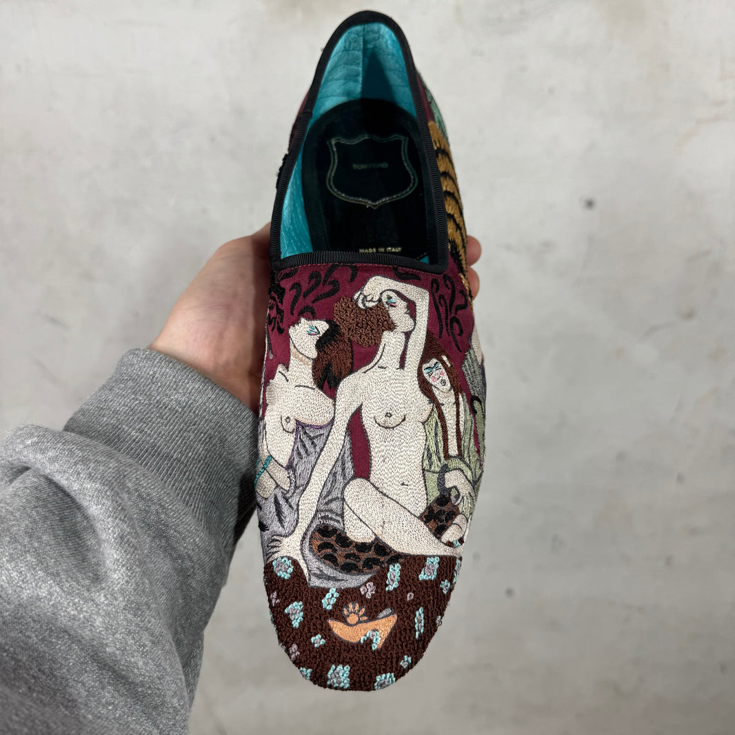 Tom Ford Embroidered Art Smoking Slippers
