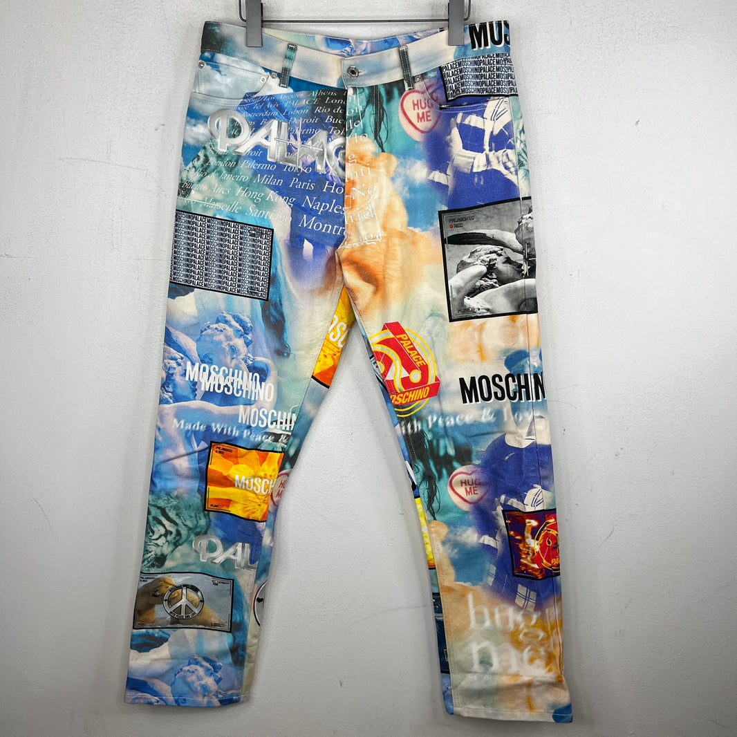 Palace Moschino Blue All Over Print Denim Jeans