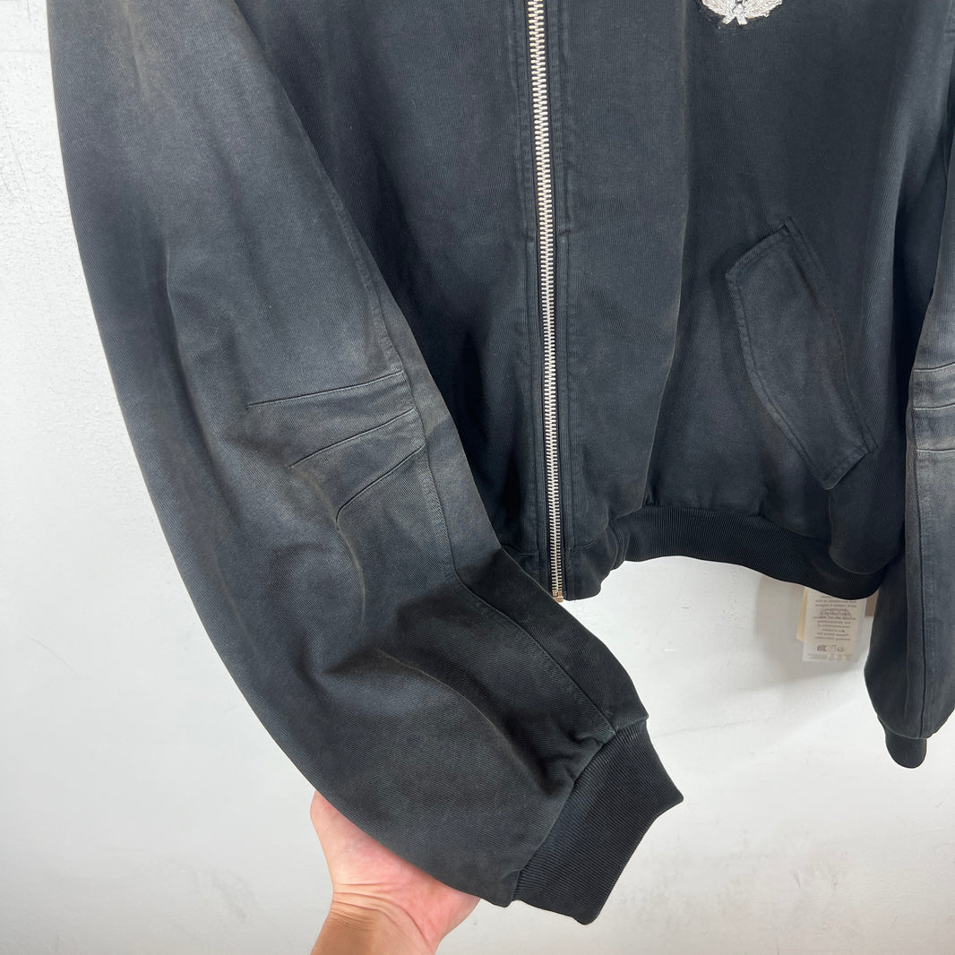 424 Black Double Crest Embellished Hoodie