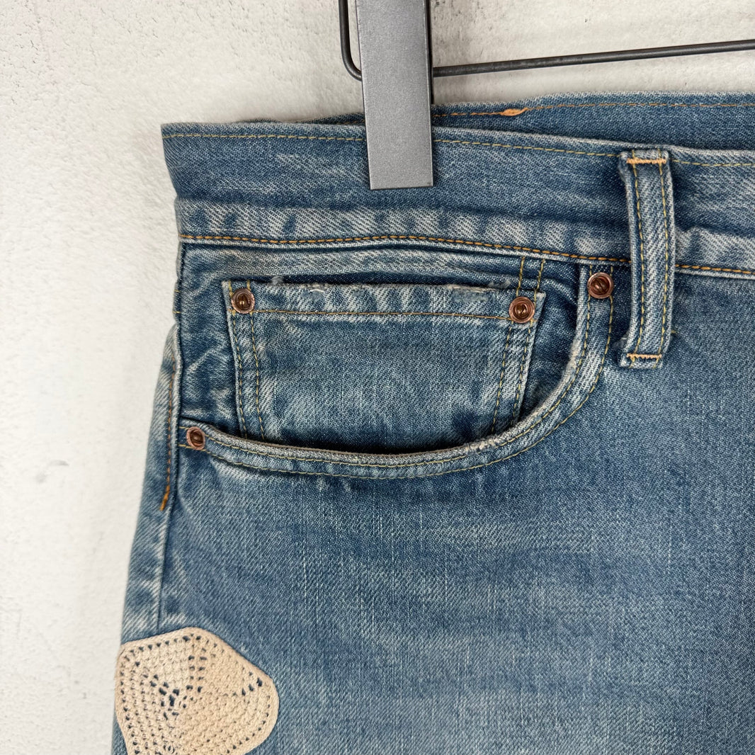 Kapital Blue Bone Denim Shorts