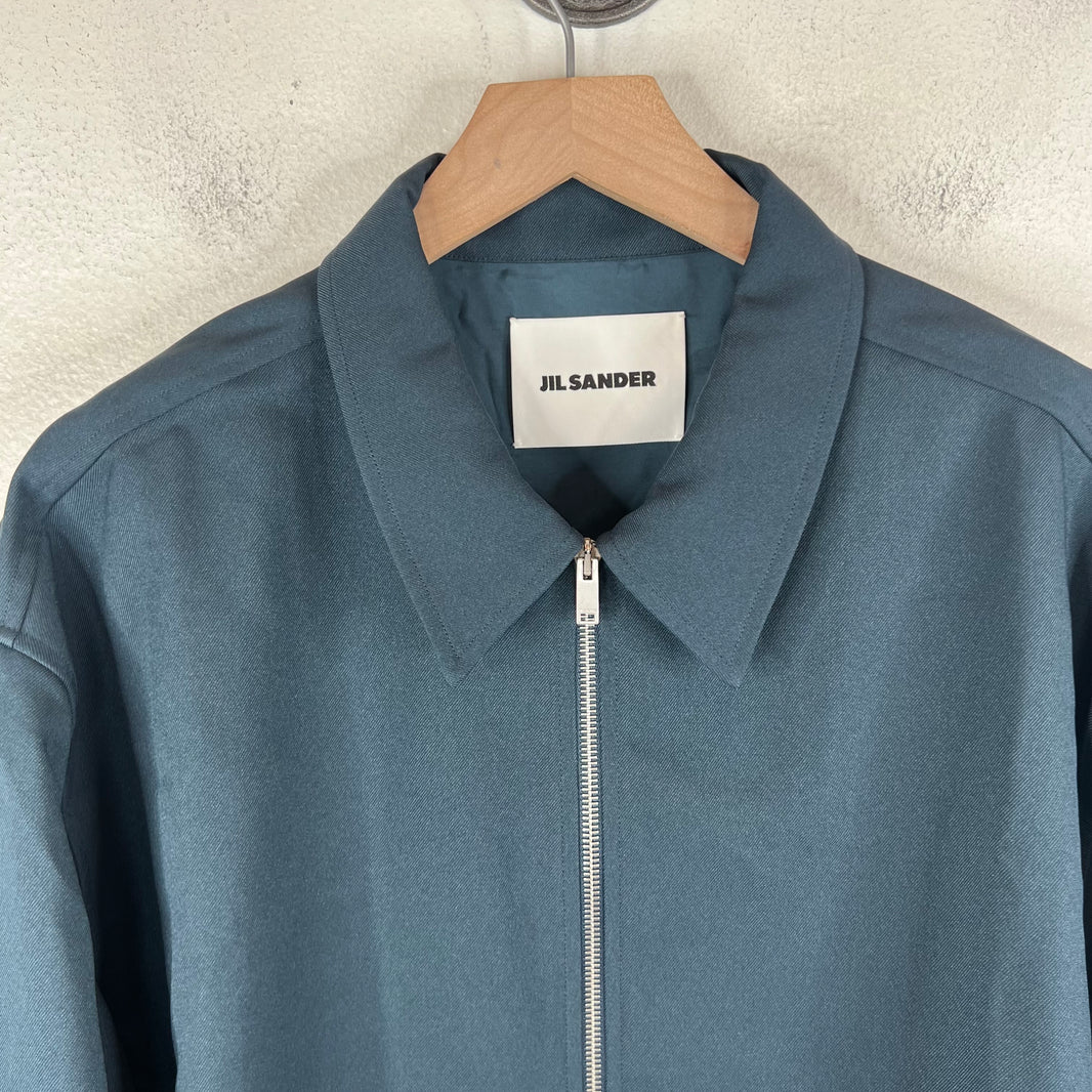 Jil Sander Teal Zip Up Light Overshirt