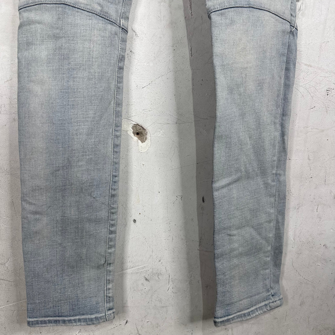 Balmain Light Wash Distressed Biker Jeans