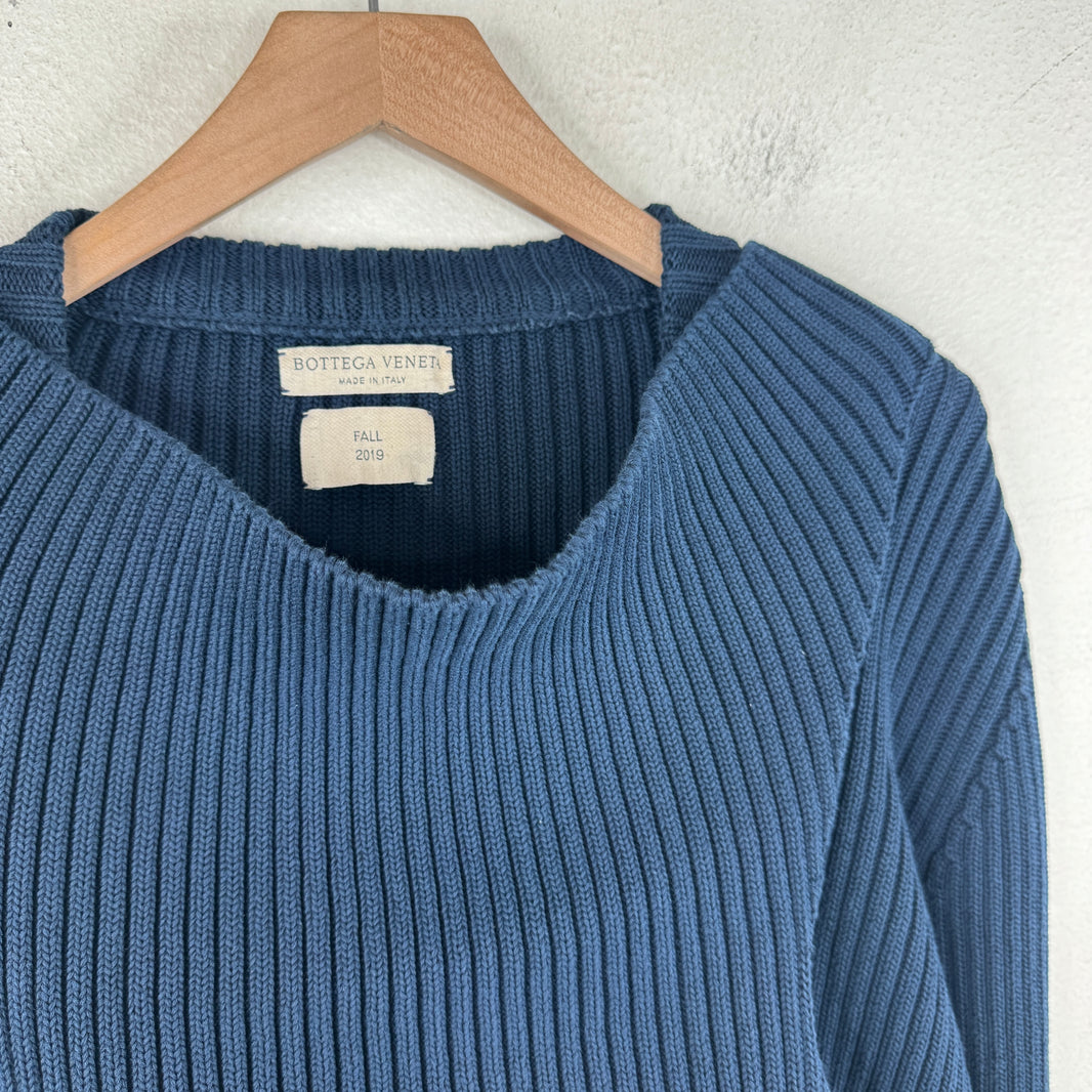 Bottega Veneta Navy Knit Turtleneck Cropped Sweater