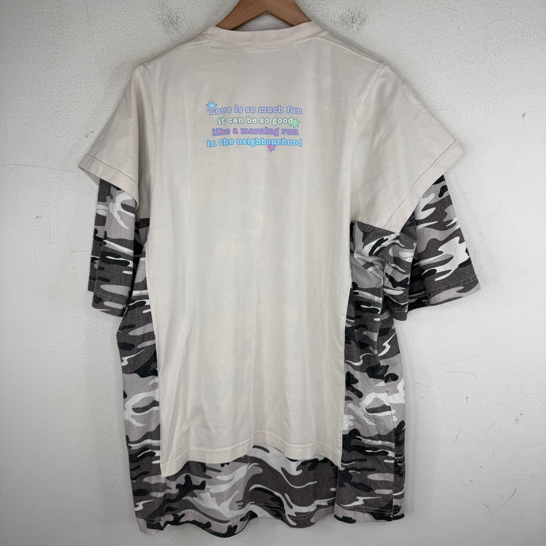 Balenciaga Double Layer Hybrid Camo Bear T-Shirt