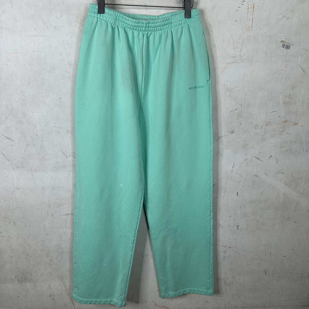 Balenciaga Turquoise Logo Sweatpants