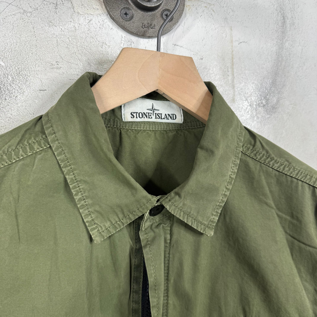 Stone Island Olive Zip Up Military Overshirt