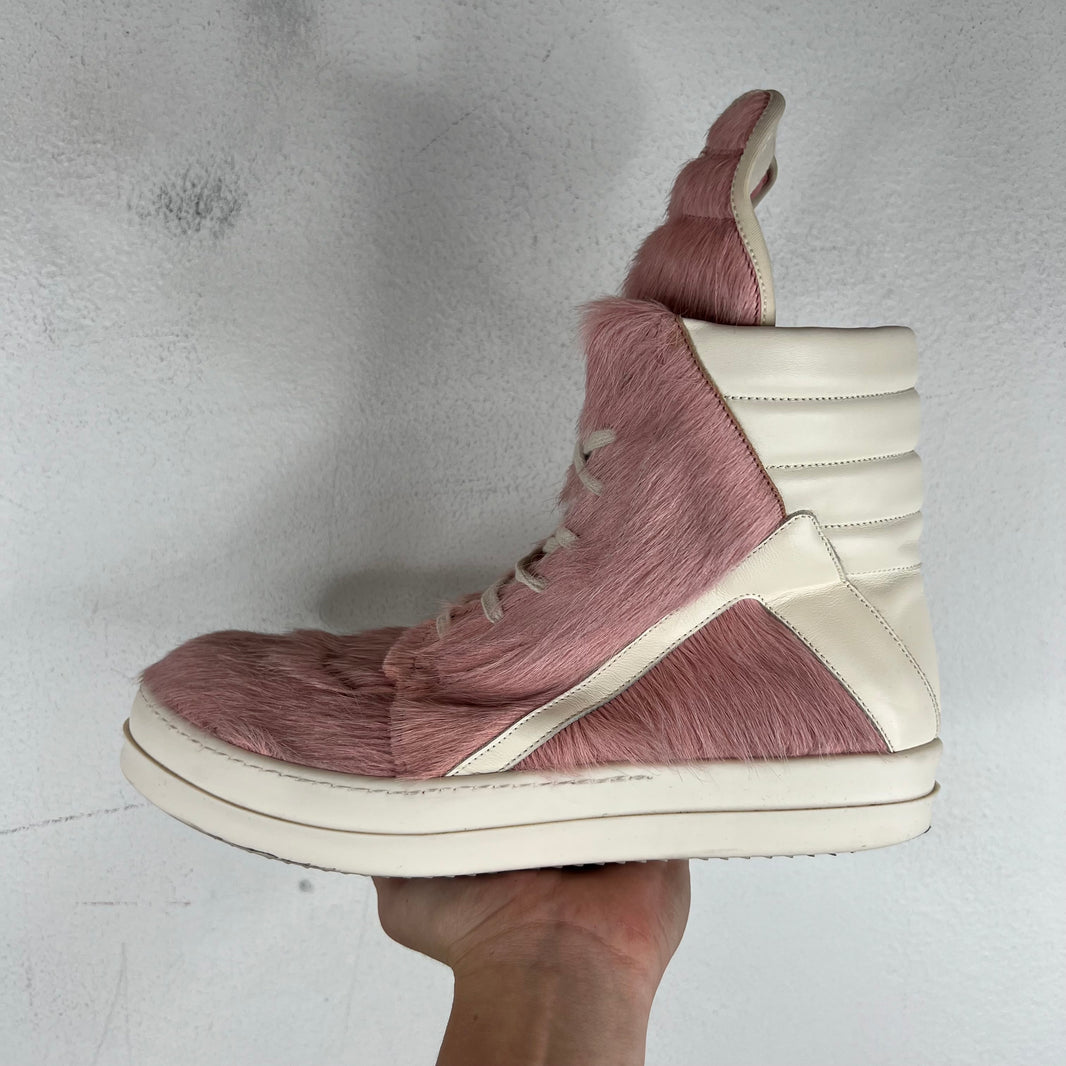 Rick Owens Pink Pony Hair Geobaskets