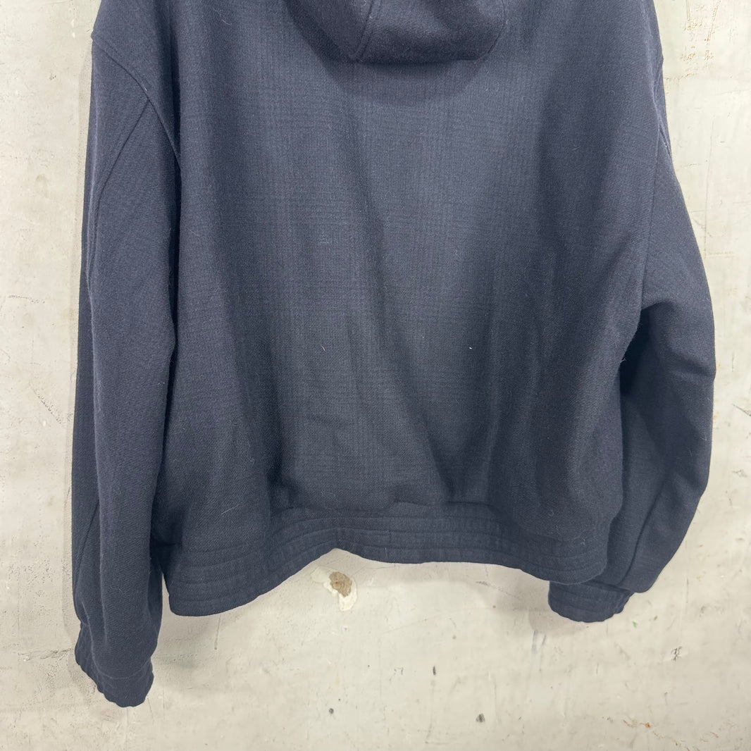 Armani Icon Oversized Cropped Wool Hooded Jacket