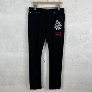 Dior Black Roses Patch Skinny Jeans