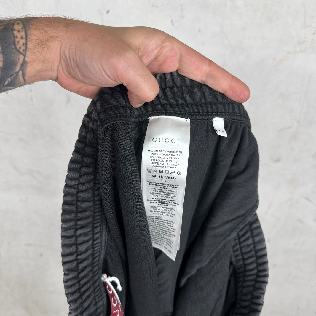 Gucci Frayed Spellout Logo Sweatpants