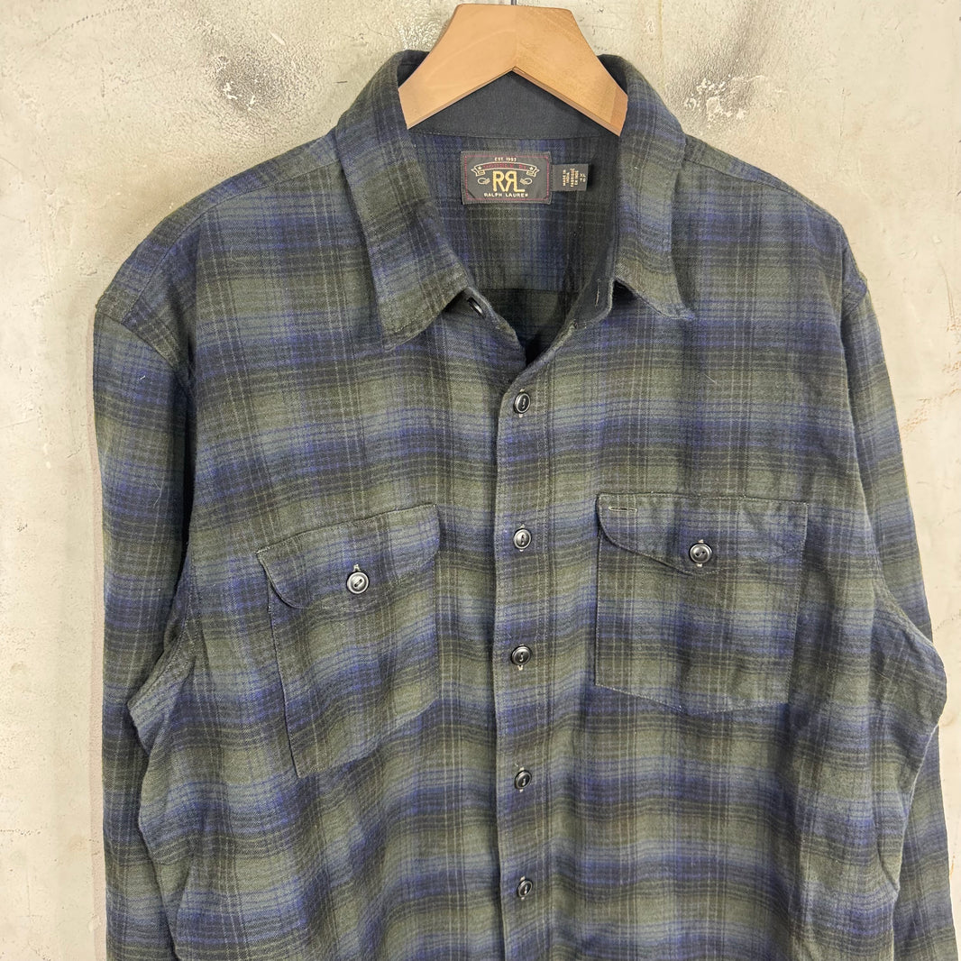 RRL Navy/Olive Heavy Flannel