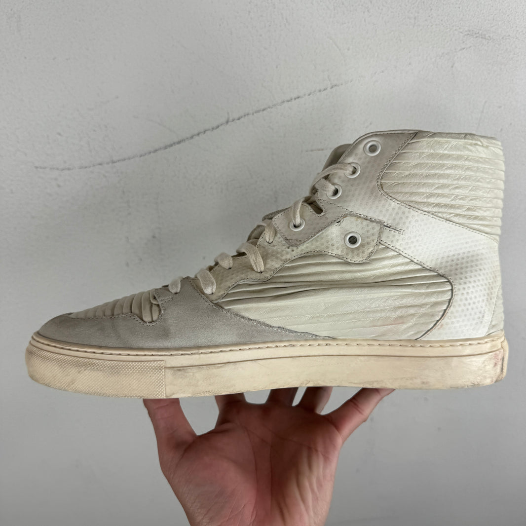 Balenciaga Cotes Pleated White Sneakers