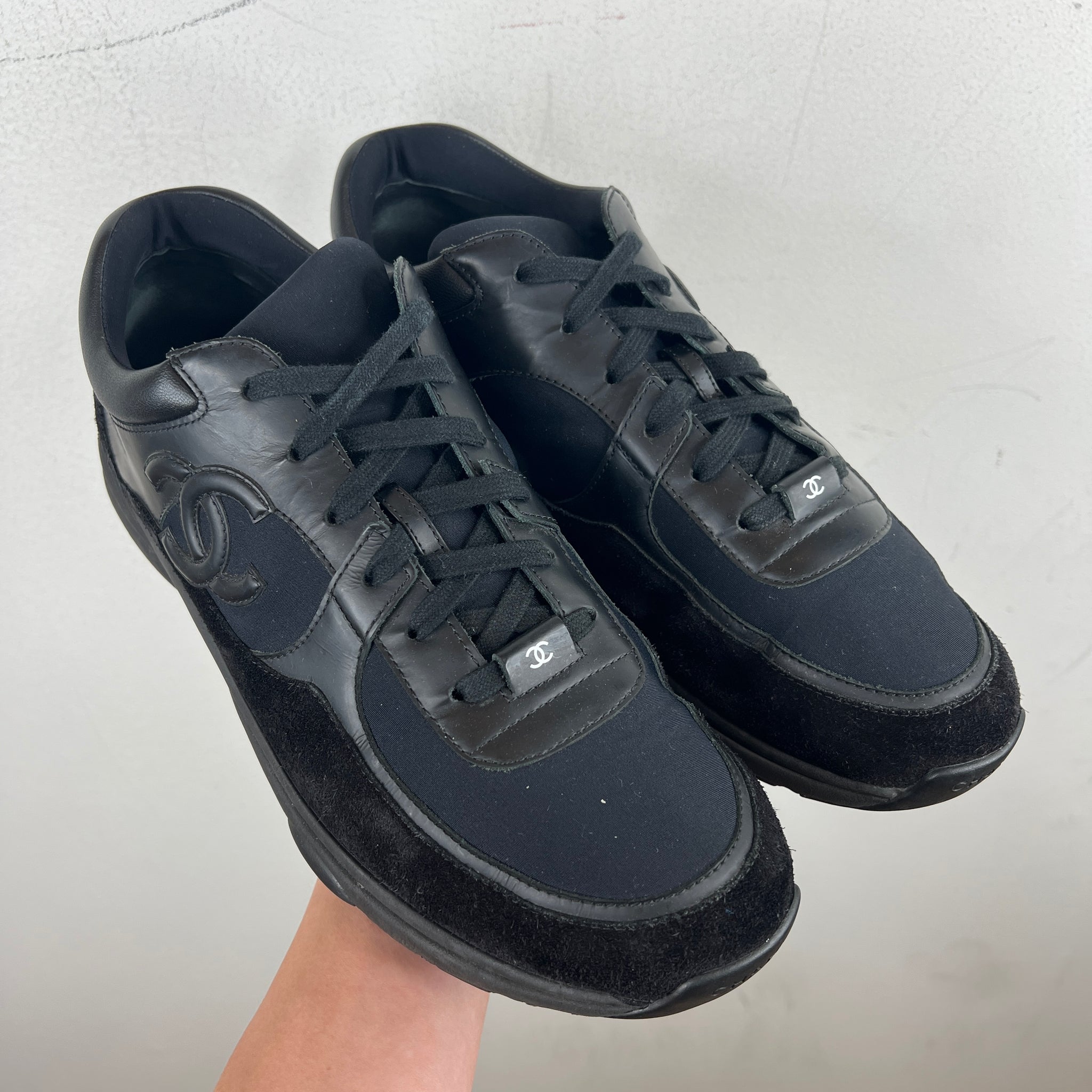 Chanel Black Interlock Logo Runners