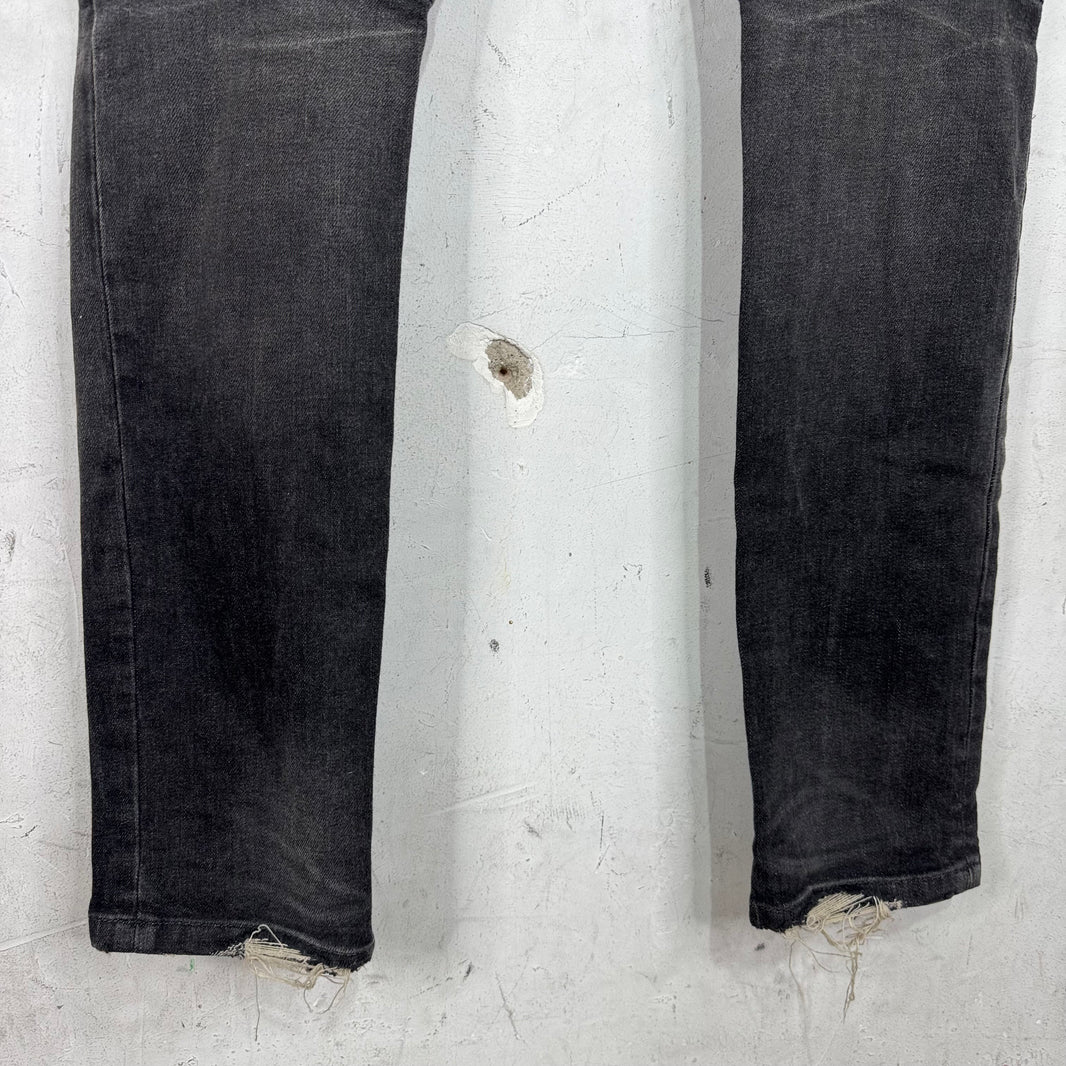 Balmain Charcoal Distressed Biker Jeans