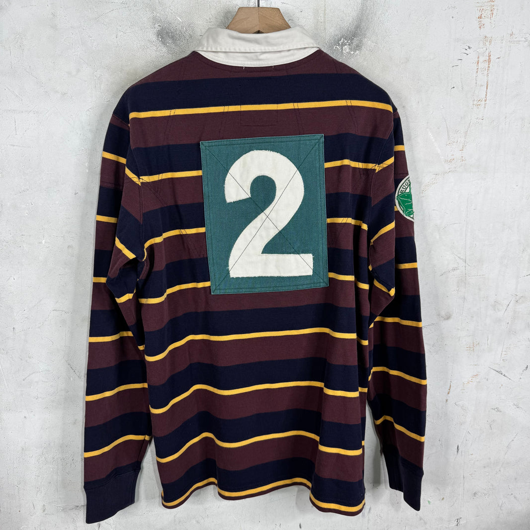 Ralph Lauren Rugby Brown Striped Crest #2 L/S Polo