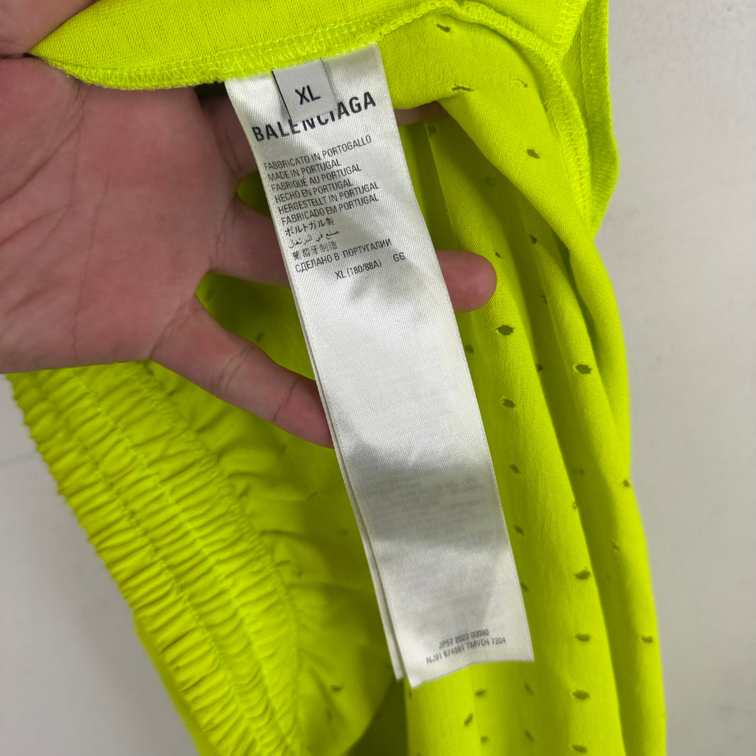Balenciaga Neon Green Mesh Effect Shorts