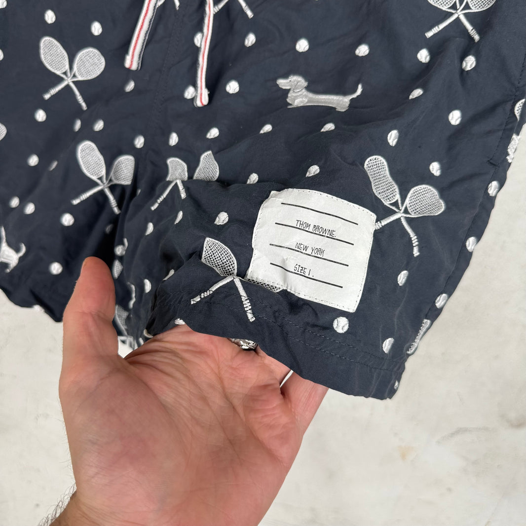 Thom Browne Tennis Dachsound Swim Trunks