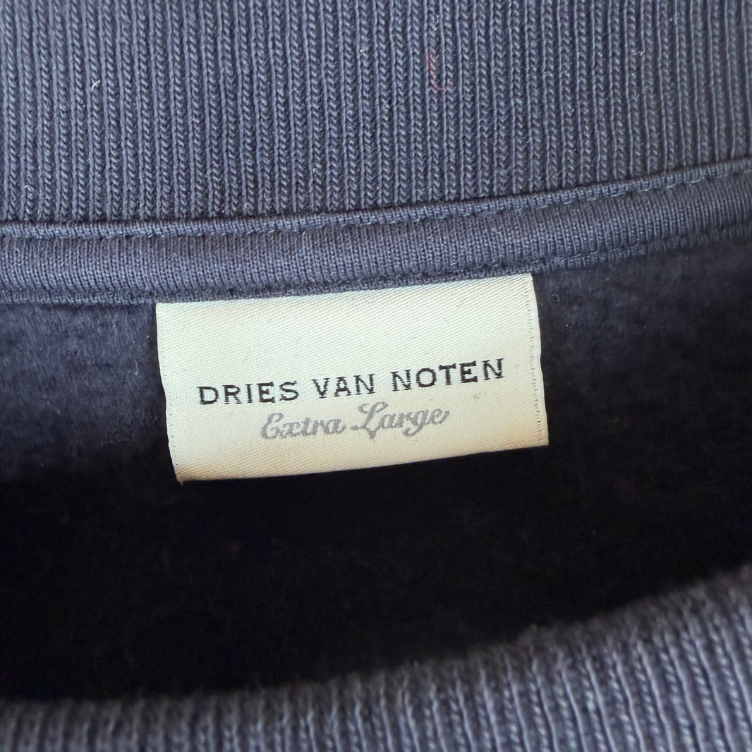 Dries Van Noten Navy Back Zipper Crewneck