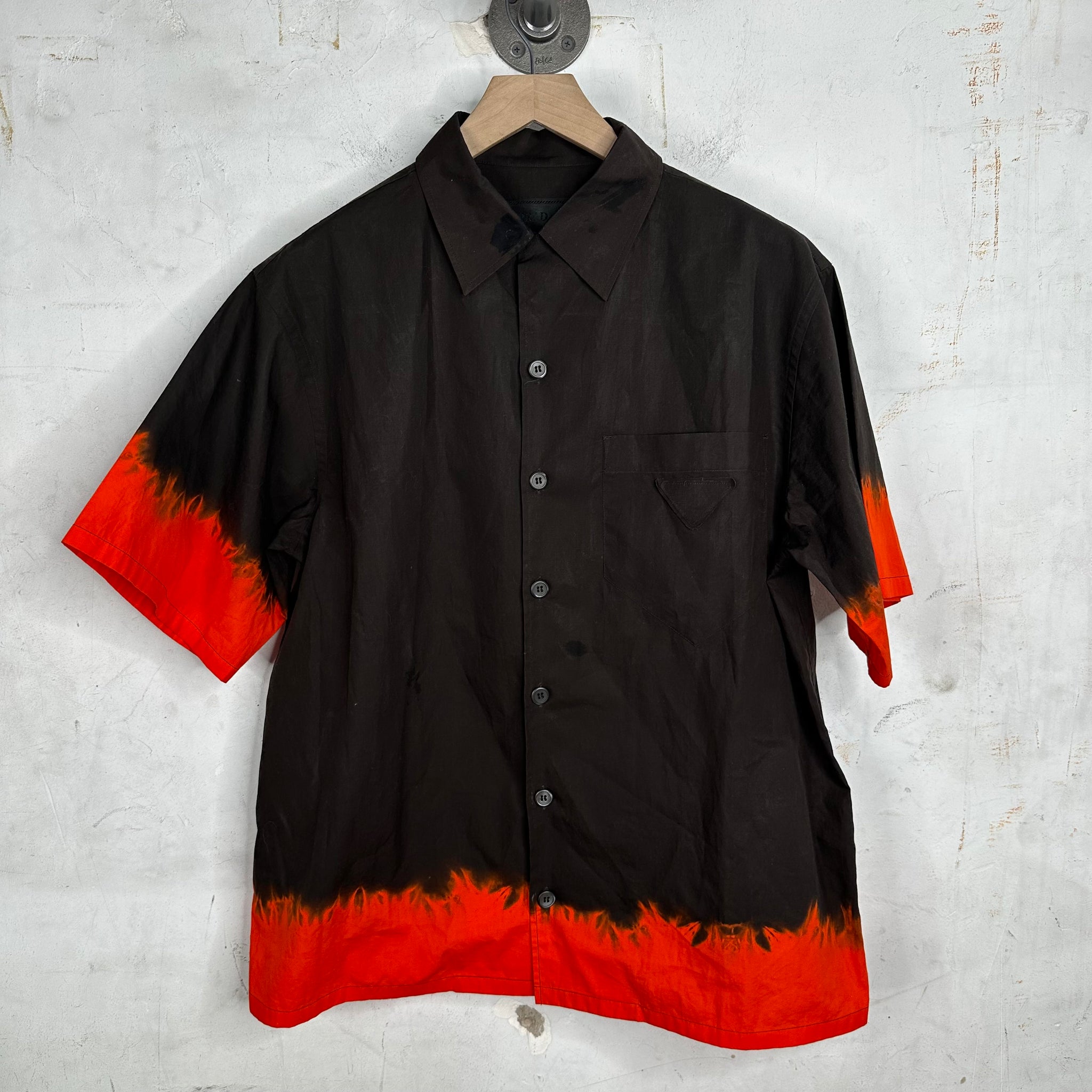 PRADA Cotton Flame Gradient Bowling Shirt