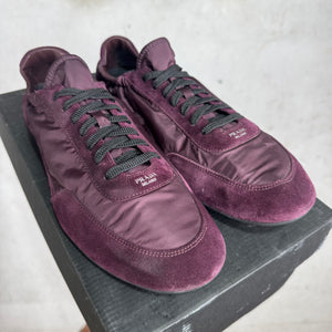 Prada Maroon Nylon Collapse Sneakers