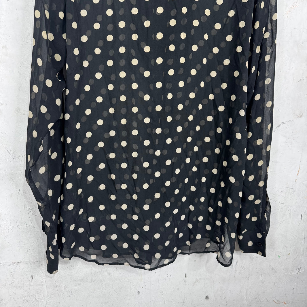 Saint Laurent Silk Dotted Scarfed Button Shirt