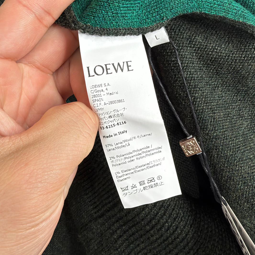 Loewe Backwards Logo Green Knit Sweater