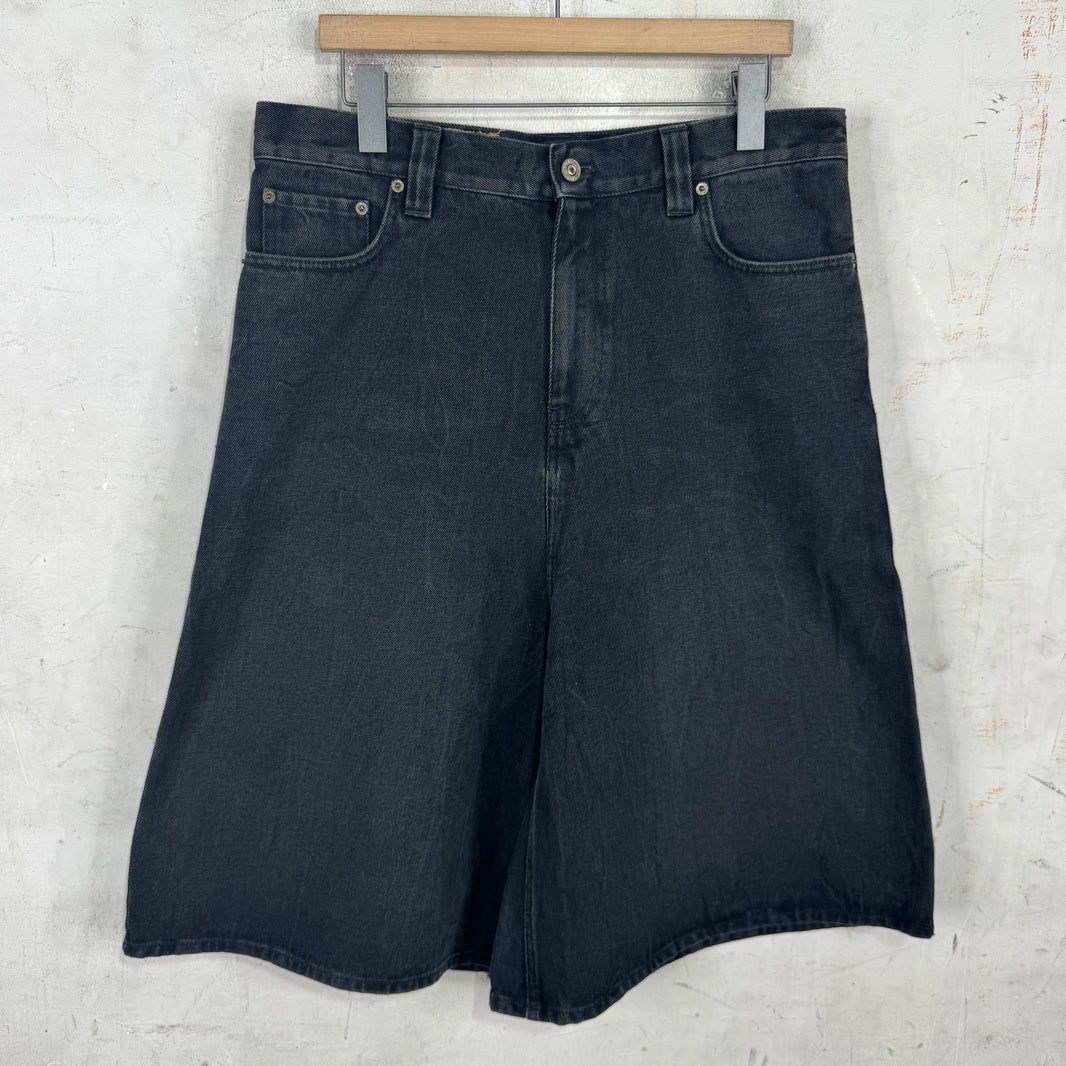 Balenciaga Black Flare Baggy Denim Shorts