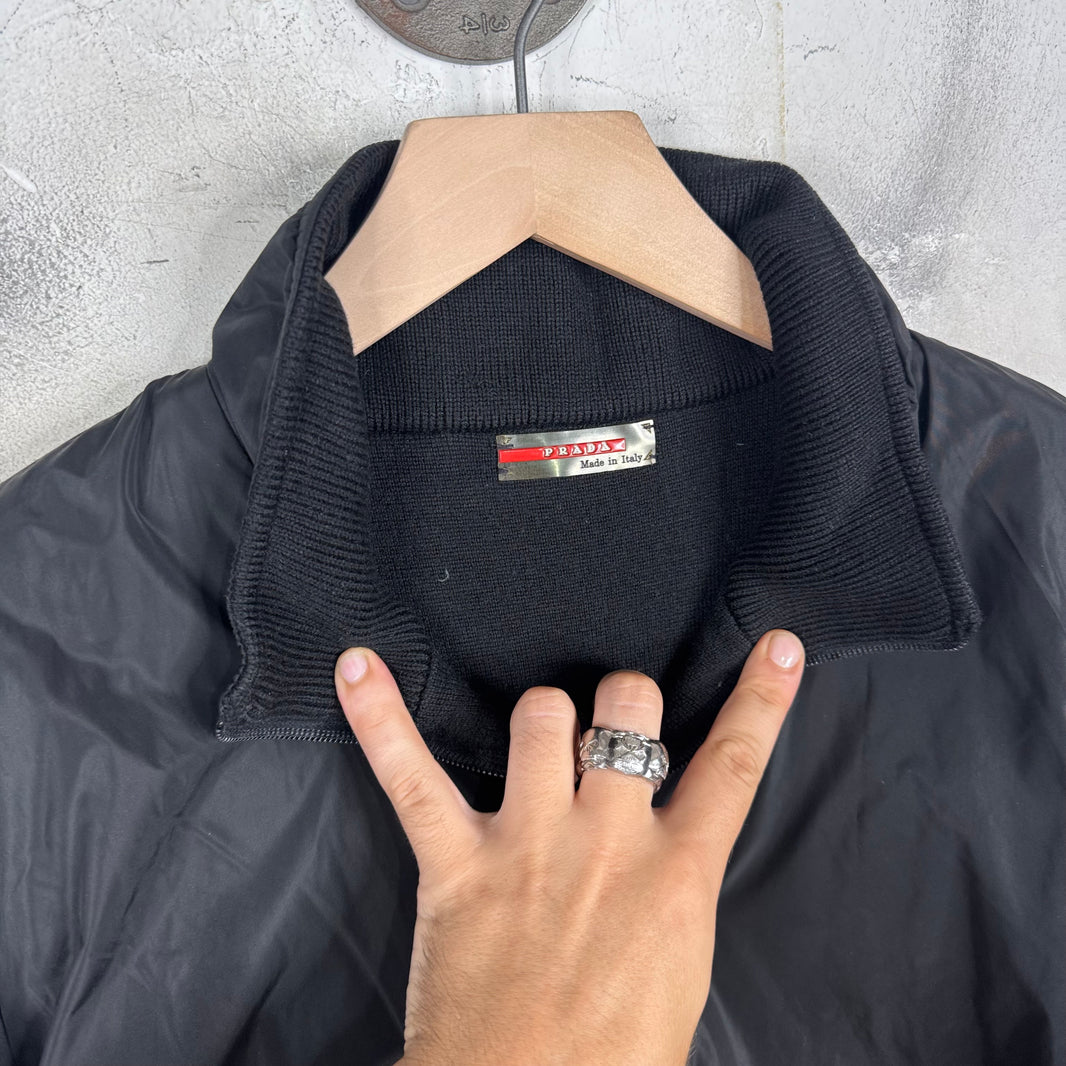Prada Wool Lined Red Zipper Nylon Jacket