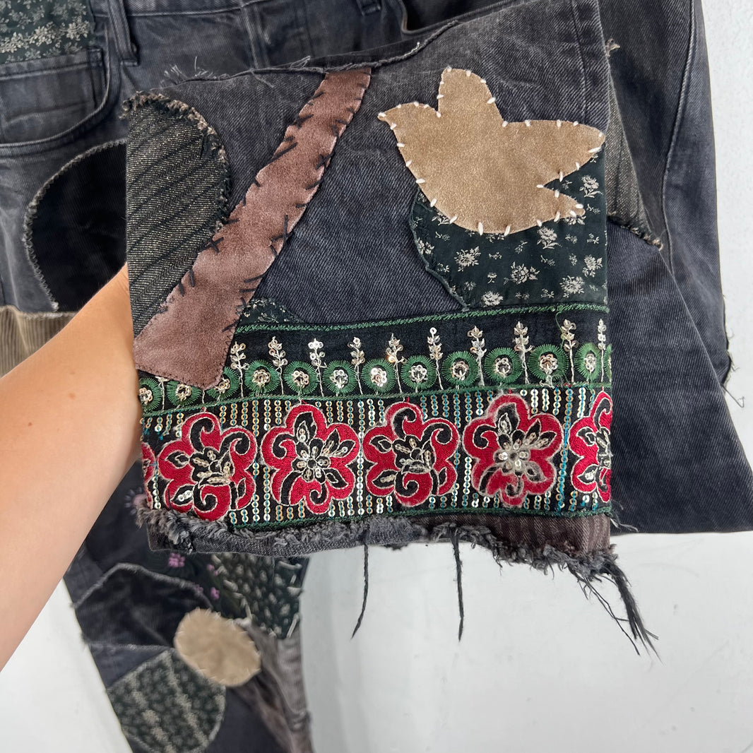 Kapital Black Patchwork Straight Denim Jeans