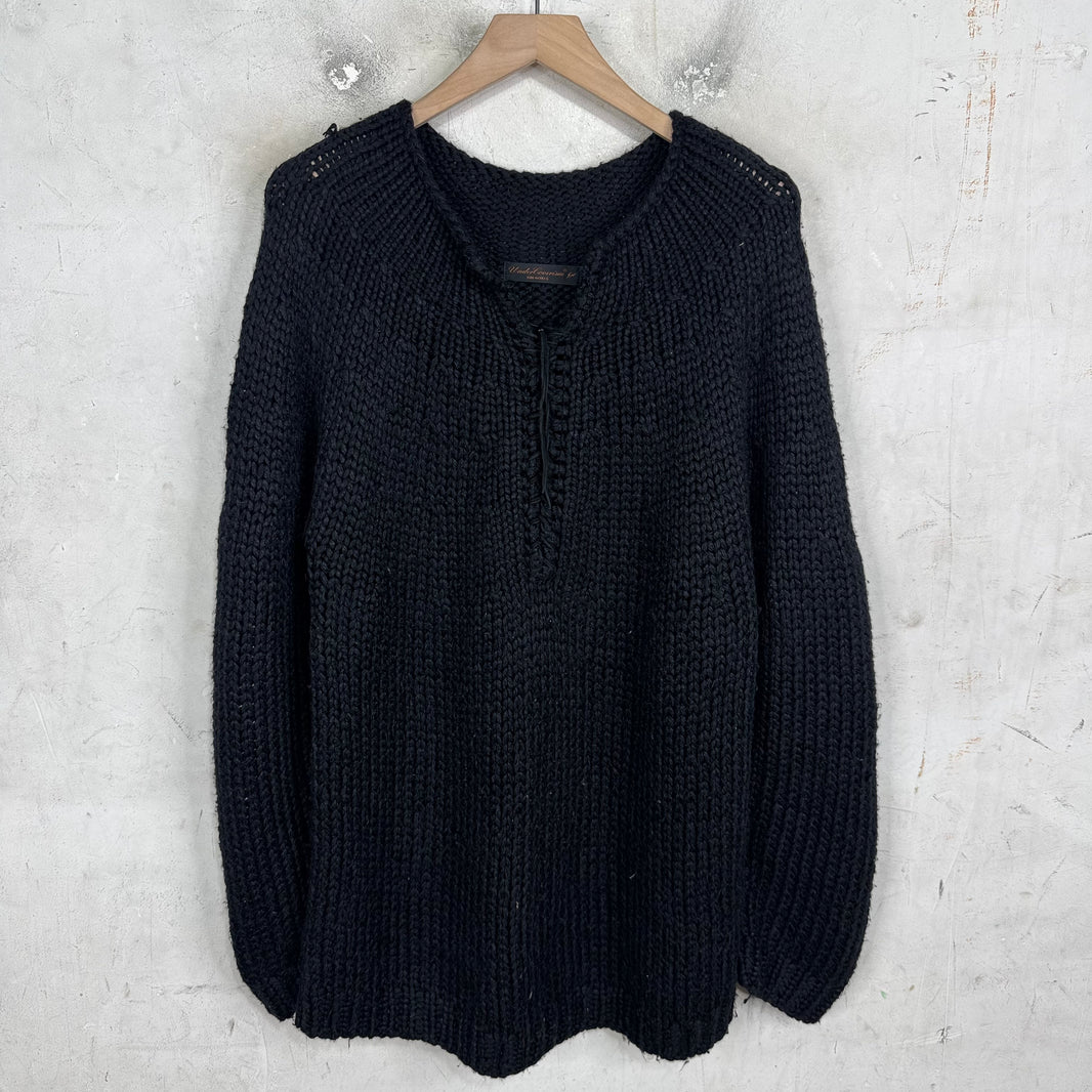 Undercover Leather Lace Up Heavy Knit Sweater