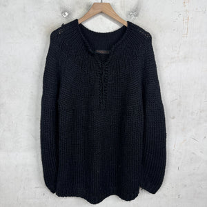 Undercover Leather Lace Up Heavy Knit Sweater