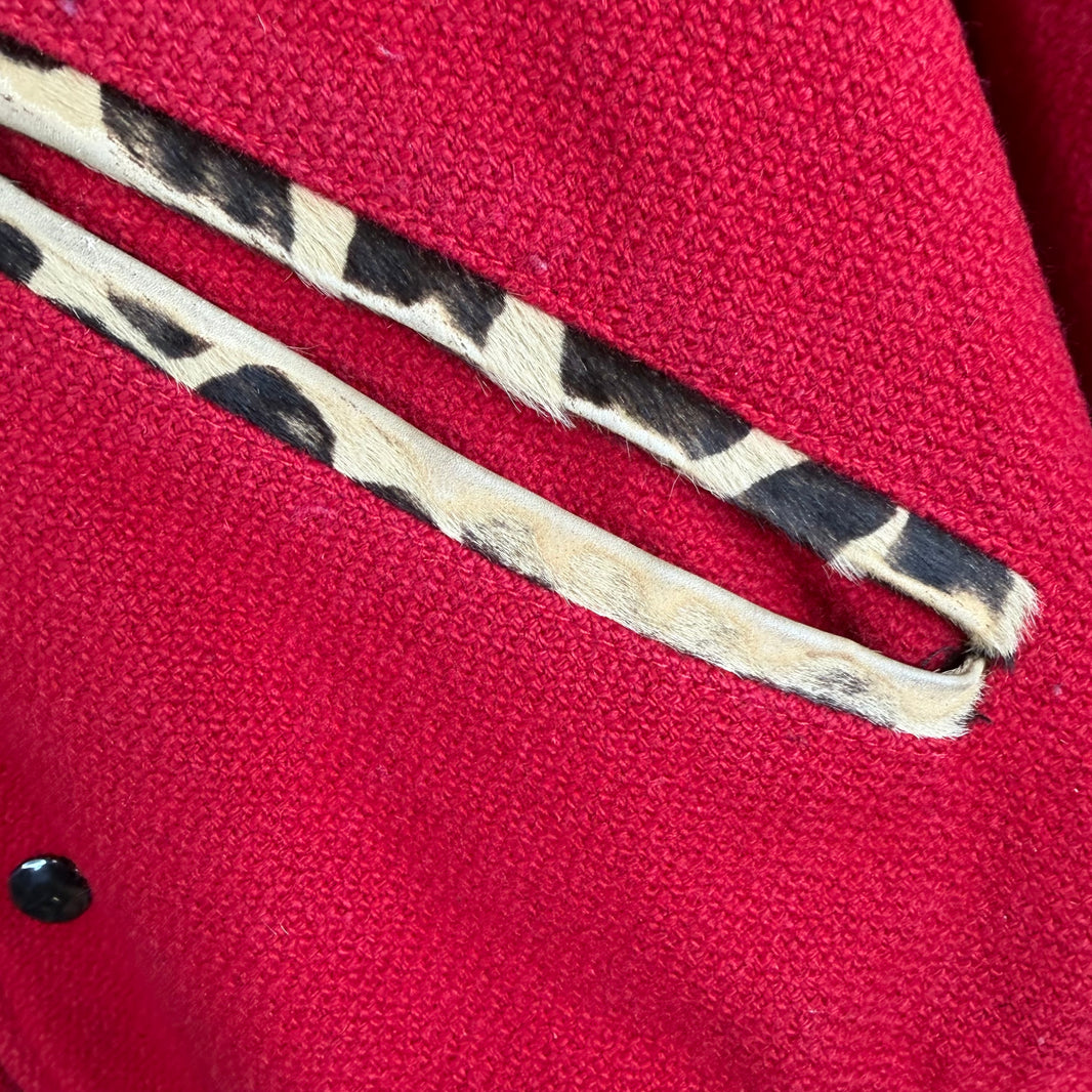 Saint Laurent Red Leopard Teddy Jacket