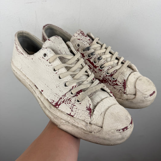Margiela White/Red Painted Low Top Converse