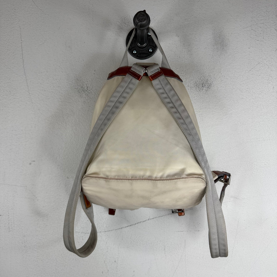 Prada Smoked Nylon White Badge Backpack