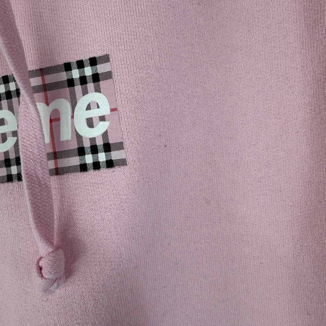Supreme Pink Burberry Box Logo Hoodie