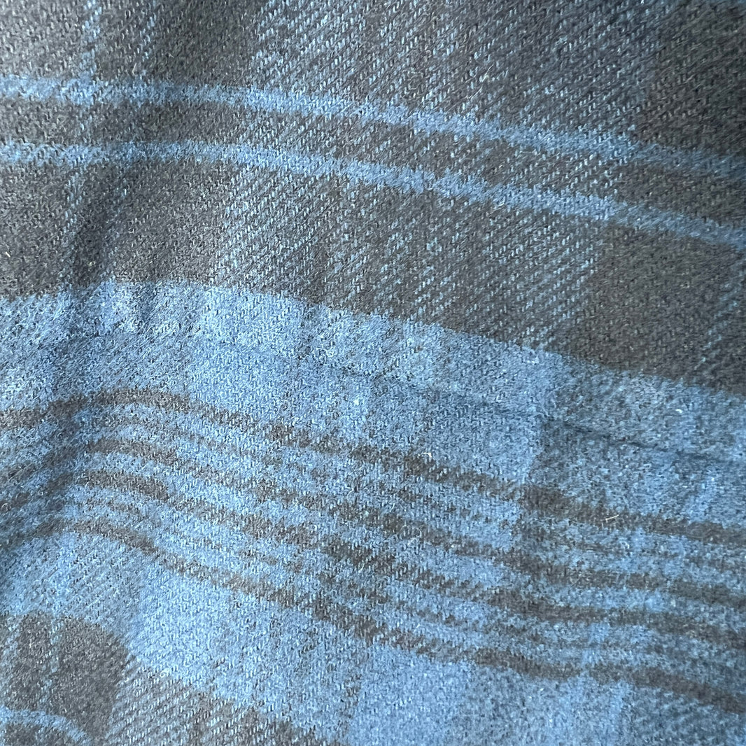 Balenciaga Navy Hooded Plaid Flannel Jacket