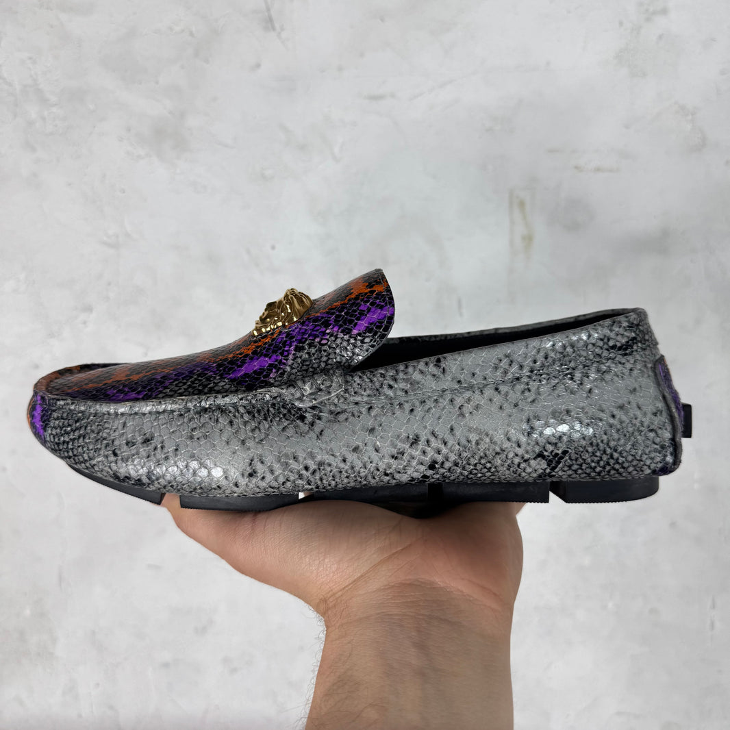 Versace Snake-Print Medusa Loafers